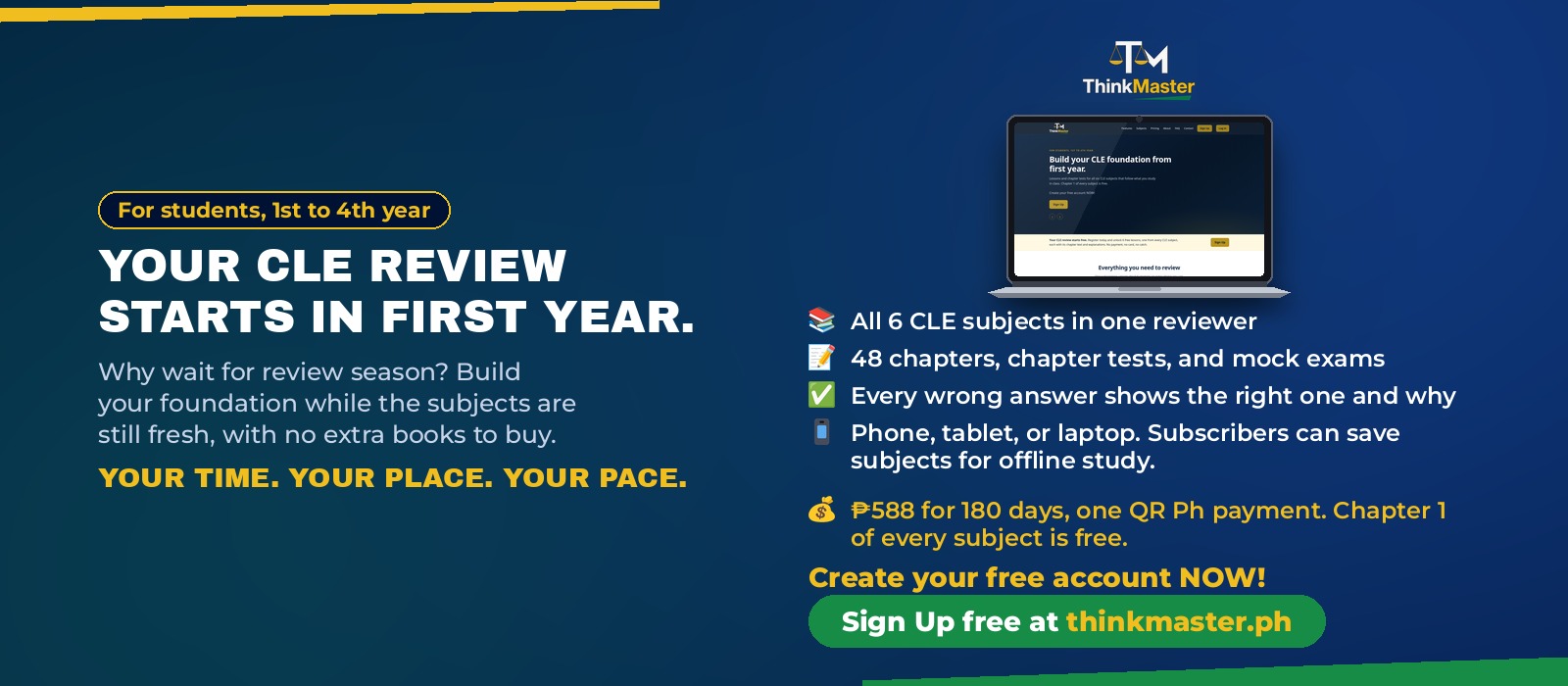 Your CLE review starts in first year. Create your free account now.